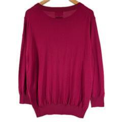 美品 PEARLY GATES パーリーゲイツ ブランドロゴ 秋冬 AW 長袖ニット ウール ワインレッド レディース 1(M) セーター【古着】【中古】の画像