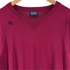 美品 PEARLY GATES パーリーゲイツ ブランドロゴ 秋冬 AW 長袖ニット ウール ワインレッド レディース 1(M) セーター【古着】【中古】の画像