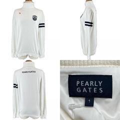 美品 PEARLY GATES パーリーゲイツ ブランドロゴ 秋冬 AW アンサンブル アクリル/ウール アイボリー レディース 1(M) ニットアウター　ゴルフウェア【古着】【中古】の画像