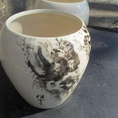 火鉢一対　水槽　メダカ　金魚　飼育用　の画像