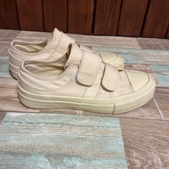 キャンバス スニーカー、生成りカラー【23〜23.5cm】の画像