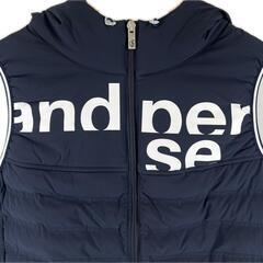 美品 Ambassi アンバスィ 前面プリント 秋冬 AW ダウンベスト ポリエステル/ポリウレタン ネイビー レディース M【古着】【中古】の画像