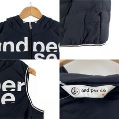 Ampasy アンパスィ ブランドロゴ 秋冬 AW ダウンベスト ポリエステル/ポリウレタン ネイビー レディース 36(S) ゴルフウェア【古着】【中古】の画像