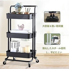 キッチンワゴン 3段大容量キッチンワゴン キャスター付き 60kg耐荷重の画像