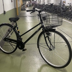 27インチ シティサイクル（黒）前かご・ライト・スタンド付きの画像