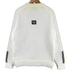 美品 new balance golf ニューバランスゴルフ ブランドロゴ 秋冬 AW 長袖ニット ポリエステル アイボリー メンズ 5(L) ゴルフウェア　セーター【古着】【中古】の画像