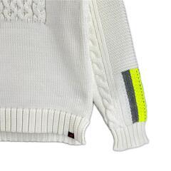 美品 new balance golf ニューバランスゴルフ ブランドロゴ 秋冬 AW 長袖ニット ポリエステル アイボリー メンズ 5(L) ゴルフウェア　セーター【古着】【中古】の画像