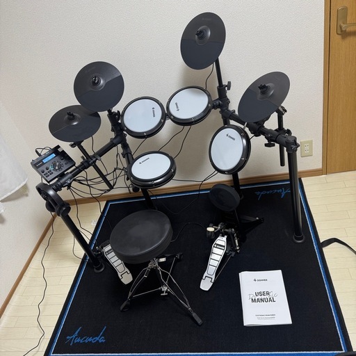 Donner 電子ドラム セット 初心者 メッシュ 折りたたみ式 音源450種 デモ50曲 スローン/スティック/ヘッドホン付 大人 自宅練習 日本語説明書付 DED-200