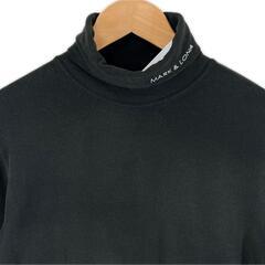 美品 MARK&LONA マークアンドロナ ブランドロゴ 秋冬 AW 長袖シャツ アクリル/レーヨン ブラック メンズ ML ゴルフウェア　タートルネック【古着】【中古】の画像