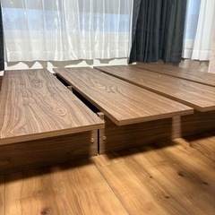 LOWYA ロウヤ ベッド ベッドフレーム ロータイプ ローベッド すのこ 簀の子 低い ナチュラル 木目調 セミシングル ウォルナット おしゃれの画像