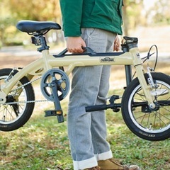 ★美品★14インチ　LOG　OUTRUNK（ログ　アウトランク）　軽量アルミフレーム　シングルギア折り畳み自転　レッドの画像