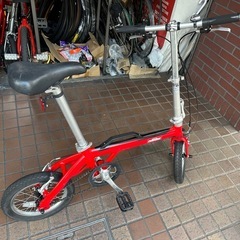 ★美品★14インチ　LOG　OUTRUNK（ログ　アウトランク）　軽量アルミフレーム　シングルギア折り畳み自転　レッドの画像