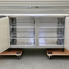 ≪zyt2540ジ≫ ホシザキ 業務用 テーブル形冷蔵庫 RT-150SDF 横型2ドア コールドテーブル 幅150cm 2013年製 AC100V 簡易動作確認済 現状品 中古厨房機器/宮城県仙台市 71102-03の画像