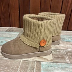 リブ編みニットカフブーツ 【24.5cm】の画像