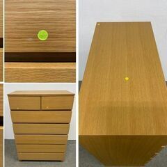 MUJI/無印良品 6段木製ワイドチェスト オーク材 幅80 サイドボード インテリア 衣類収納 リビング 寝室 中古家具 店頭引取歓迎 R10210の画像