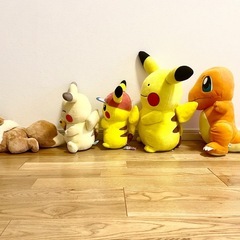 【美品】　ポケモン　ぬいぐるみ5体セット（ピカチュウ・メタモンピカチュウ・ヒトカゲ・イーブイ）大きめサイズの画像