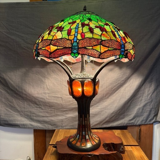 お話中　トンボ柄のステンドグラス スタンド