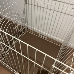 水飲みおまけ付き60センチペット用ケージ ホワイト折りたたみ可能の画像