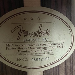 ◇ドリーム尼崎1号館◇【ジモティー割引対象商品】Fender GA45SCE エレアコの画像