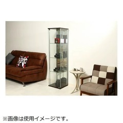 不二貿易　ガラスコレクションケース 4段 高さ160cm（背面ミラー付き） ブラウン 96046の画像