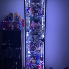 不二貿易　ガラスコレクションケース 4段 高さ160cm（背面ミラー付き） ブラウン 96046の画像