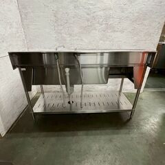 1槽シンク 水栓2本付き BG付き W1500×D600×H1000 業務用 厨房 厨房機器 店舗 店舗用品 飲食 ステンレス製 A0803YGの画像