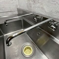 1槽シンク 水栓2本付き BG付き W1500×D600×H1000 業務用 厨房 厨房機器 店舗 店舗用品 飲食 ステンレス製 A0803YGの画像