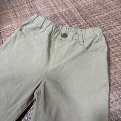130cm ベージュ長ズボン　キッズパンツ　ウエストゴムの画像