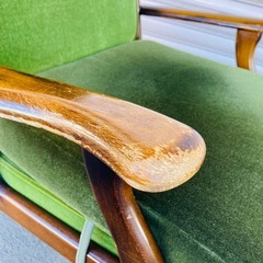 オールドカリモク　karimoku コロニアル　モケットグリーン　デスクチェア　ヴィンテージ　キャスター付　高さ調整　クラシカルの画像