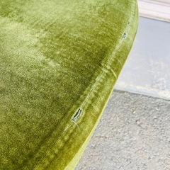 オールドカリモク　karimoku コロニアル　モケットグリーン　デスクチェア　ヴィンテージ　キャスター付　ネジ欠品　の画像