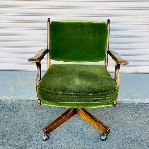 karimoku オールドカリモク　デスクチェア　コロニアル 値下げ オールドカリモク karimoku コロニアル モケットグリーン