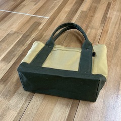 【ハンドメイド】帆布トートバッグ ベージュ×ダークカーキの画像