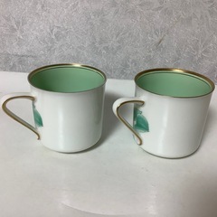 香蘭社　ローズガーデン　カップ&ソーサー　エメラルドグリーン　2客　廃盤の画像