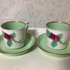 香蘭社　ローズガーデン　カップ&ソーサー　エメラルドグリーン　2...