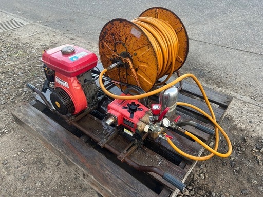 共立　セット動噴 5馬力 三菱ガソリンエンジン　SP451　動力噴霧器 造園　田んぼ 排水 消毒　除草　散水　高圧洗浄 動噴　潅水 防除 吐水ホースリール付き 宮崎