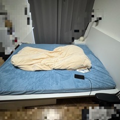 無印良品冷蔵庫 IKEA本棚 1.5mだゔるダブルベッドの画像