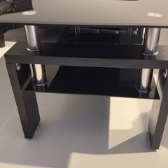 ブラックセンターテーブル ローテーブル ガラス リビングテーブル の画像