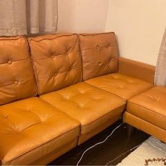 キルティングデザインコーナーカウチソファの画像