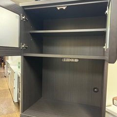 ジャングルジャングル貝塚店　食器棚　レンジ台　2枚扉　ダークブラウン　木目　中古　リユース　クリーニング済み　貝塚市　二色浜の画像