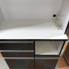 ＼家具＊家電のお店／【ｼﾞｬﾝｸﾞﾙｼﾞｬﾝｸﾞﾙ石川金沢店】キッチンボード  黒 木目調  W(幅)89×D(奥行き)45×H(高さ)187cmの画像