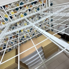 使用感有 ロフトベッド パイプ 白×ライトブラウンの画像