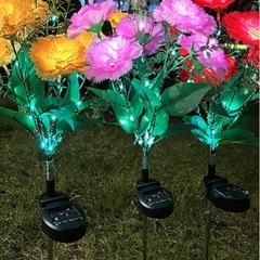 🉐庭のイルミネーションに3本どうぞ🉐耐候性ソーラーライト全天候型屋外フラワー設置が簡単咲く花防水装飾ナイト芝生庭の画像