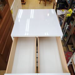 隠しキャスター付き 5段チェスト 引出し6杯 ホワイト 鏡面■幅59.5奥行59.5cm×高さ91㎝■近隣配送無料 買取帝国 朝霞店の画像