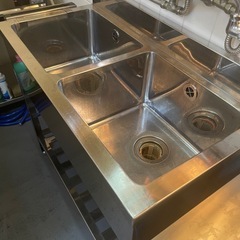 ステンレス　業務用　2層シンク流し台　厨房　飲食店　W９００ｘD４５０ｘH８００ｍｍの画像