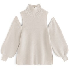 袖2Wayハイネックニットトップスの画像