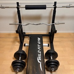 【ホームジムセット】ダンベル種目もバーベル種目もできます！の画像