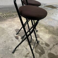 【リユースショップスパークル】折りたたみハイチェア　No.102　ブラウン　カウンターチェア　不二貿易　GAT00 H　2脚セット　配送可能♪の画像