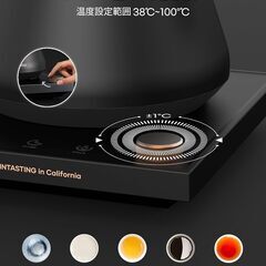 新品　電気ケトル　 1°C単位の精密温度調節 細口　LED温度表示   0.9L 1200Wの画像