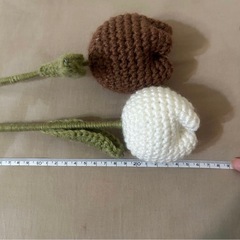 編みぐるみ お花 編み物 ブーケ 2本セットの画像