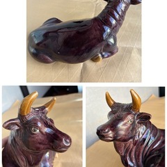 九谷　牛　干支　置物　年代物　の画像